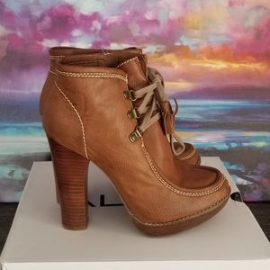 MIA Brown Leather Tassel Bootie